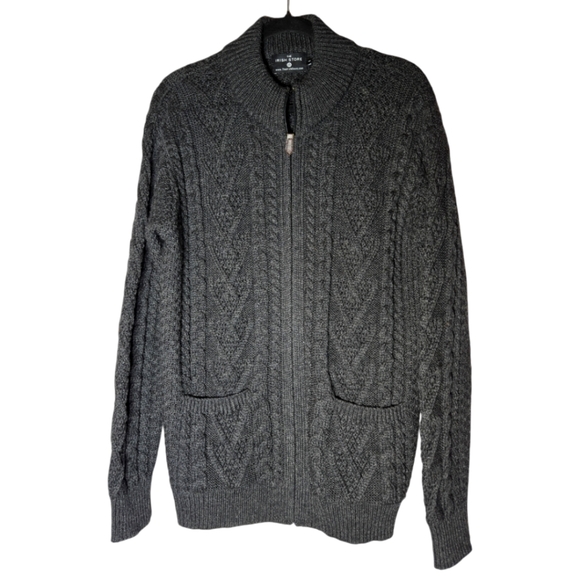 The Irish Store Other - The Irish Store 100% New Merino Wool Zip Up Fisherman Sweater Size Large